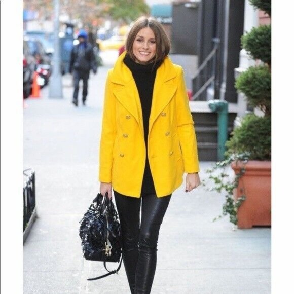 J Crew Nello Gori Majesty Peacoat Coat Stadium Cloth Yellow Womens Size 8T - Picture 1 of 12